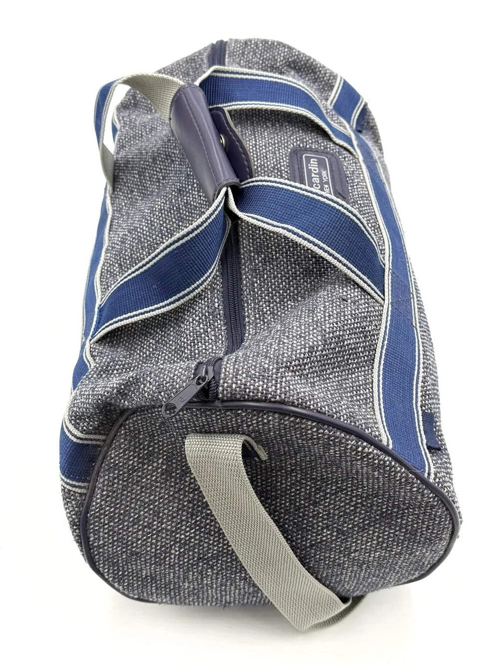 Men’s Vintage Pierre Cardin Blue & White Textured Duffel Bag (B0003)